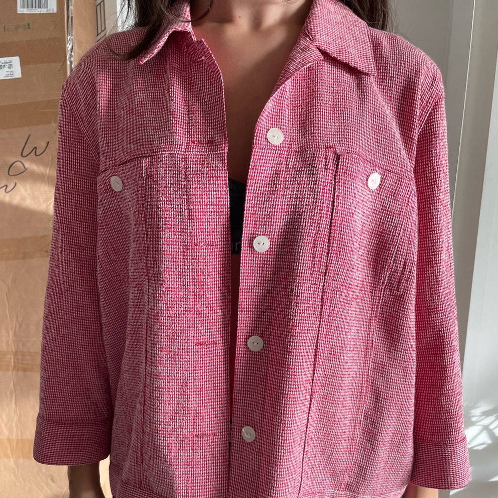Plaid red and white jacket